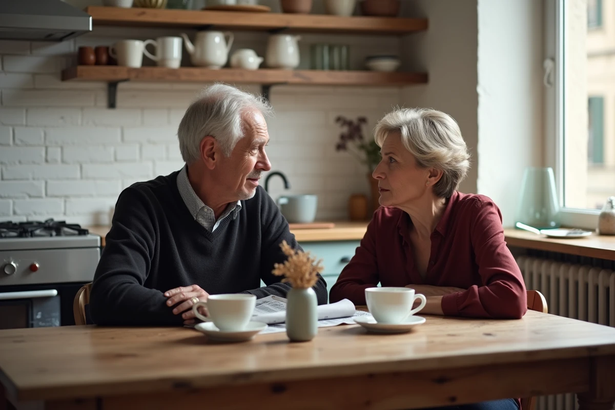 Couple dans un appartement parisien illustrant la discrétion et l'intimité familiale loin des projecteurs médiatiques