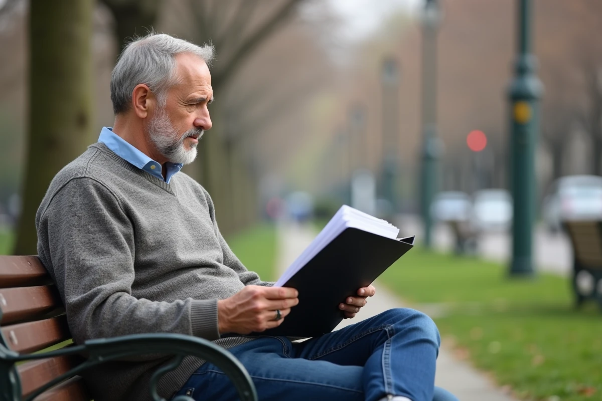Homme en recherche d emploi dans un parc urbain